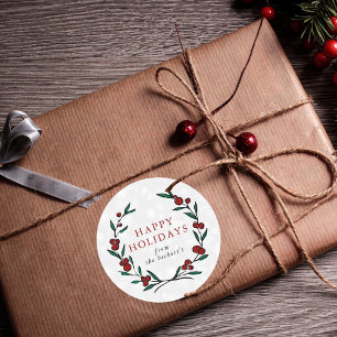 Festive Wreath Christmas Holiday Classic Round Sticker