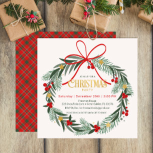 Festive Wreath Christmas Holiday Party Invitation