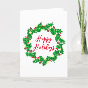 Festive Wreath Happy Holidays Holiday Card