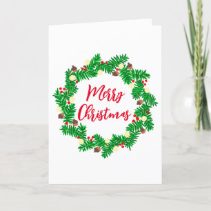 Festive Wreath Merry Christmas Holiday Card