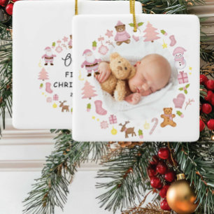 Festive Wreath Photo Christmas Ornament