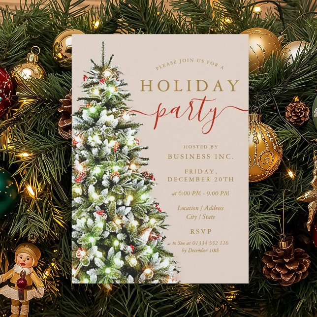 Festive Xmas Tree Corporate Holiday Champagne  Invitation (Festive Xmas Tree Corporate Holiday Champagne Invitation)