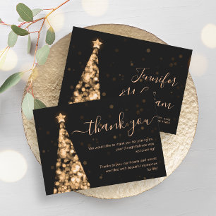 Festive Xmas Tree Gold Wedding Thank You Card