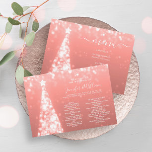 Festive Xmas Tree Rose Gold Wedding Menu Program