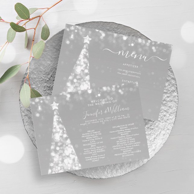Festive Xmas Tree Silver Wedding Menu Program (Festive Xmas Tree Silver Wedding Menu Program)