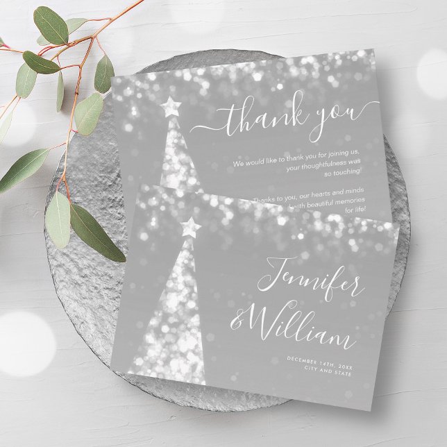 Festive Xmas Tree Silver Wedding Thank You  Enclosure Card (Festive Xmas Tree Silver Wedding Thank You Enclosure Card)