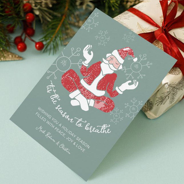 Festive Yoga Santa Season to Breathe Holiday Card (Festive Yoga Santa Season to Breathe Holiday Card)