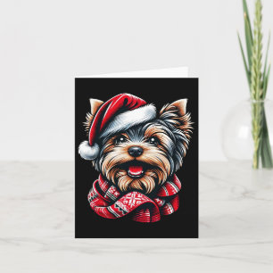 Festive Yorkshire Terrier In Santa Gear Card