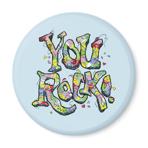 Festive "You Rock!" Lettering Magnet