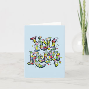 Festive "You Rock!" Lettering Note Card
