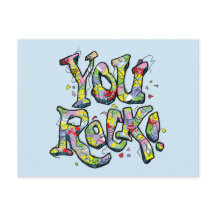 Festive "You Rock!" Lettering Postcard