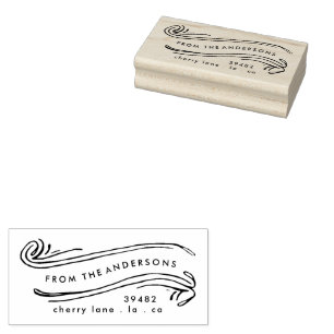 FESTIVE Your Family Name CHRISTMAS Return Address Rubber Stamp
