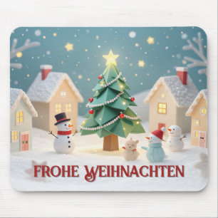 Festliche Weihnachtsszene mit Schneemännern Mouse Pad