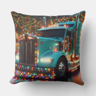 Festlicher Weihnachts-LKW mit Lichtern Cushion