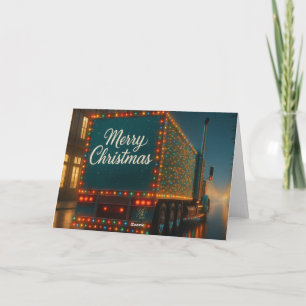 Festlicher Weihnachts-LKW mit Lichtern Thank You Card