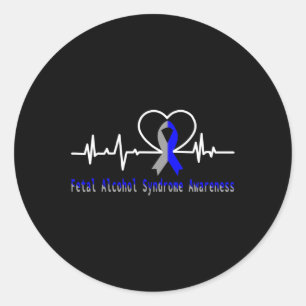 Fetal Alcohol Syndrome Awareness Heartbeat Support Classic Round Sticker