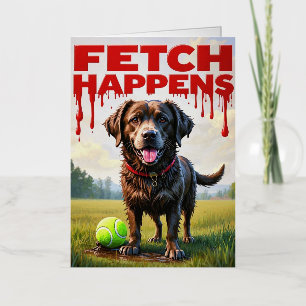 Fetch Happens Humorous dog spiral notebook  Foil Greeting Card