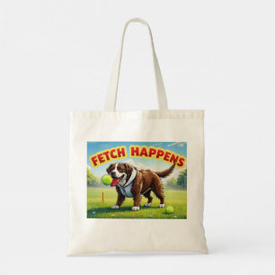 Fetch Happens Humourous dog tote bag muddy Labrado