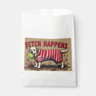 Fetch Happens Humourous poster muddy Labrador dog  Favour Bag