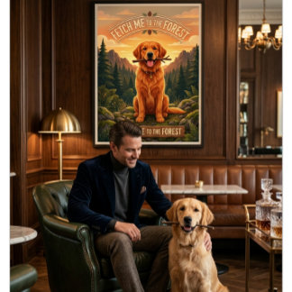 Fetch Me To The Forest Golden Retriever Dog Lover Poster