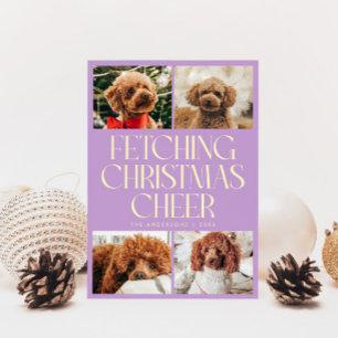 Fetching Christmas Cheer Dog Photo Lemon Wisteria Holiday Card