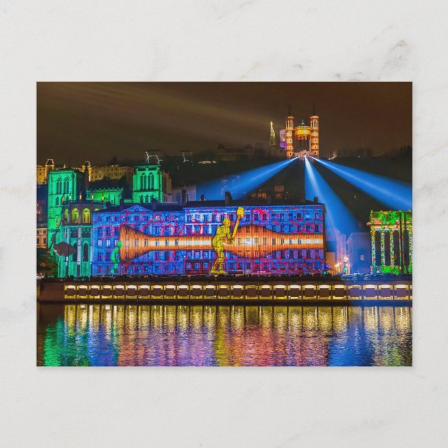 Fête des Lumières Fourvière - Lyon Postcard (Front)