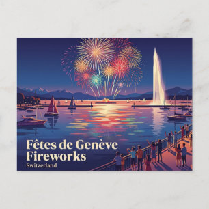 Fêtes de Genève Fireworks Switzerland Postcard