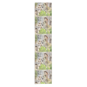 Fethiye Ancient Lycian Tombs Watercolor Short Table Runner