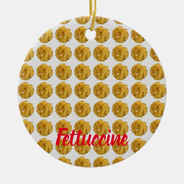 Fettuccine Pasta Noodle Pattern for Food Lover Ceramic Ornament (Front)