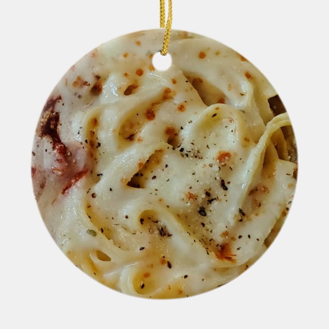 Fettuccini Pasta Funny Food Ceramic Ornament (Front)