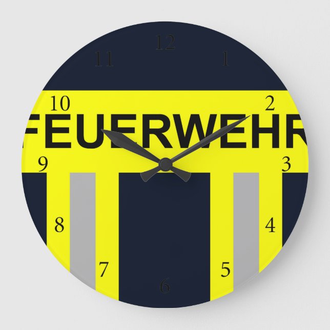 Feuerwehr Symbol Uniform Blau Large Clock (Front)