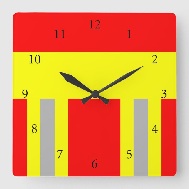Feuerwehr Symbol Uniform Rot Quadratische Wanduhr Square Wall Clock (Front)