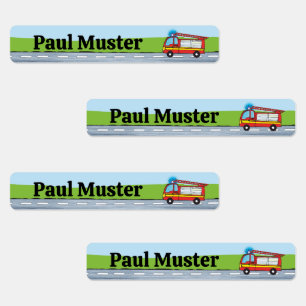 Feuerwehr Tag - 96 schmale Kinder Etiketten