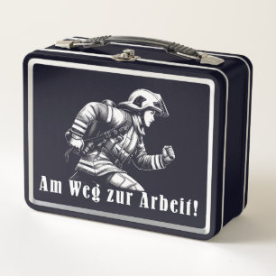 Feuerwehrfrau "Auf dem Weg zur Arbeit!" Metal Lunch Box