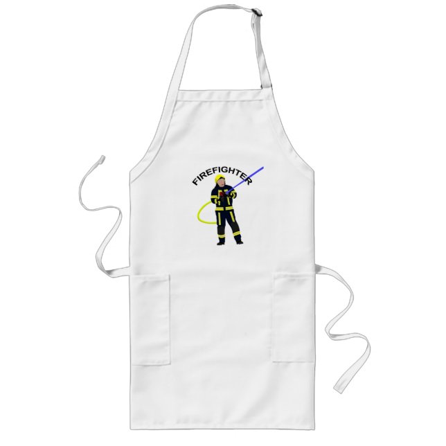 Feuerwehrmann in blauer Einsatzkleidung Lange Schü Long Apron (Front)