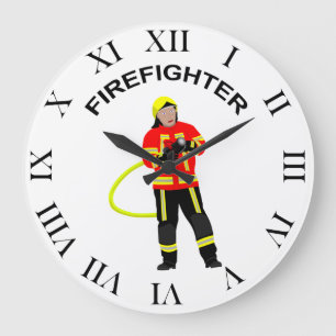 Feuerwehrmann in Einsatzkleidung  Große Wanduhr Large Clock