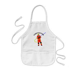 Feuerwehrmann in roter Einsatzkleidung Kinderschü Kids Apron