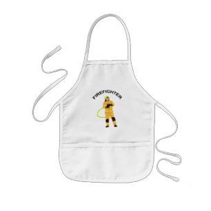 Feuerwehrmann in sandfarbener Einsatzkleidung Kin Kids Apron
