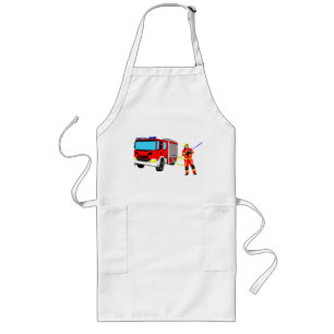 Feuerwehrmann und Löschfahrzeug Lange Schürze Long Apron