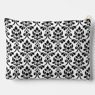 Feuille Damask Big Pattern Black on White Accessory Pouch