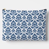 Feuille Damask Big Pattern Dark Blue on White