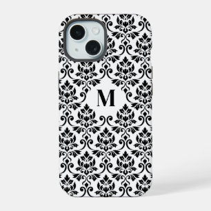 Feuille Damask Black Pattern (Custom) iPhone 15 Case