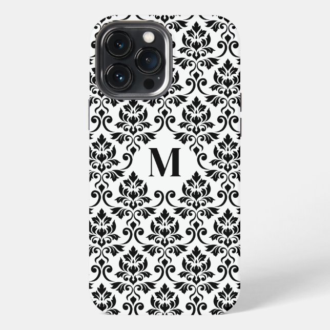 Feuille Damask Black Pattern (Custom) iPhone Case (Back)