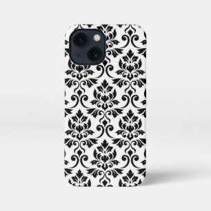 Feuille Damask Lg Pattern Black on White iPhone 13 Mini Case