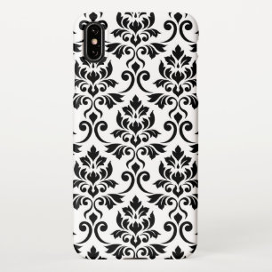 Feuille Damask Lg Pattern Black on White iPhone Case