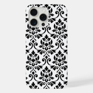 Feuille Damask Lg Pattern Black on White iPhone 15 Pro Max Case