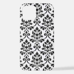 Feuille Damask Lg Pattern Black on White iPhone 12 Case