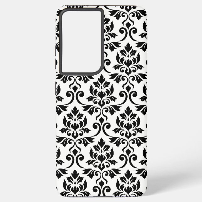 Feuille Damask Lg Pattern Black on White Samsung Galaxy S21 Ultra Case (Back)