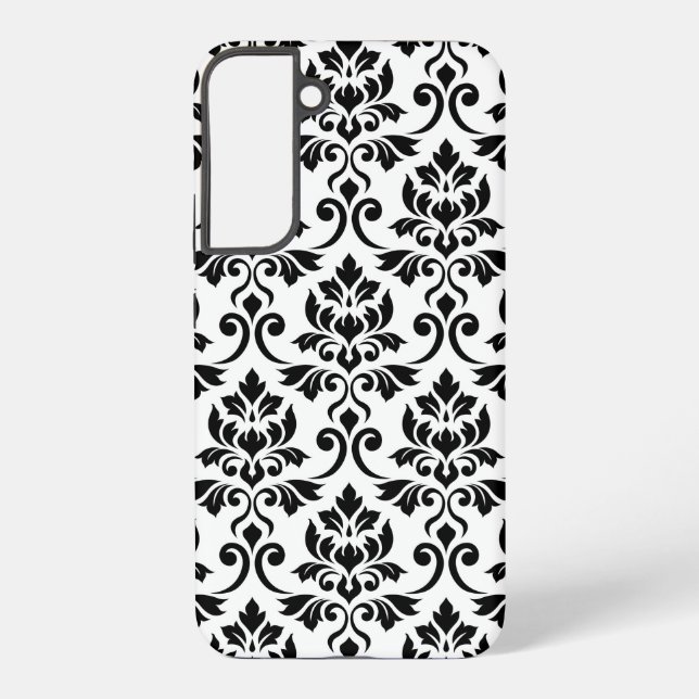 Feuille Damask Lg Pattern Black on White Samsung Galaxy S22+ Case (Back)