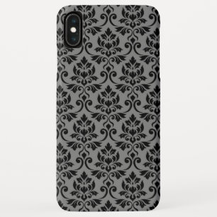 Feuille Damask Pattern Black on Gray iPhone XS Max Case